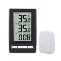 Wireless indoor outdoor thermometer digital hygrometer temperature humidity monitor clock - Black