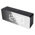 Creative LED mirror digital clock modern minimalist multi-functional silent alarm clock home - TS-S69-HW Rectangular, Black Shell, White Light