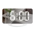 LED digital mirror alarm clock with large screen and modern design for home office desktop use. - White Shell White Light