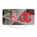 Curved LED Mirror Digital Alarm Clock with White Base and Red Time Display Desktop - White Shell Red Light