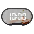 Moderne LED Spiegel Digitalwecker mit großem Bildschirm, schicker schwarzer Tisch-Uhr elektronisch - Schwarzes Gehäuse Weißes Licht