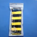 Yellow and black striped over-the-knee long socks for women in clear packaging bag. - One Size / Yellow and Black Wide Stripes