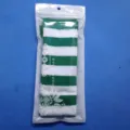 Green and white striped over-the-knee women socks, soft casual long cotton hosiery. - One Size / Green and White Wide Stripes