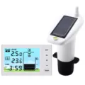 Niveau d'Eau Ultrasonique Solaire Moniteur de Profondeur de Reservoir d'Eau Numerique - Blanc