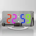 LED Mirror Alarm Clock RGB Colorful Digital Desktop Clock with Dual USB Charging Ports - White Shell RGB