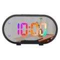 Réveil numérique miroir LED moderne avec affichage coloré, double alarme, bureau. - Écran couleur boîtier noir