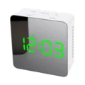 LED digital mirror alarm clock with green display and white shell for home desktop. - TS-S70-G Square Green Light