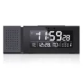Multi-functional digital alarm clock with radio temperature humidity display for bedroom home office - Black