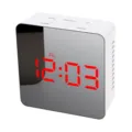 White LED digital mirror alarm clock with clear red time display and top function buttons. - TS-S70-R Square Red Light