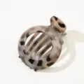 Pinza per capelli rotonda traforata con motivo leopardato grigio per acconciature - Leopardo Bianco Lucido