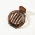Elegante pinza per capelli circolare marrone traslucido per acconciature minimaliste - Caffè Trasparente