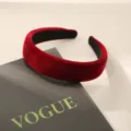 Diadema ancha de terciopelo burdeos elegante con diseño de parte superior alta - Terciopelo / Rojo