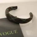 Diadema acolchada vintage de tweed a cuadros verdes para accesorios de cabello elegantes - Estilo D (Patrón de Cuadros) / Verde oscuro