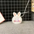 Close-up detail of a cute white plush rabbit charm featuring a purple hair clip accessory - Single OPP Bag Packaging / Taro Purple