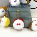 Multiple colors of cute plush cat head keychains used as decorative bag charms - Cat Head Style (PJMQ81022) / Single Piece / Red