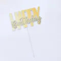 Glinsterende goudverloop Happy Birthday taarttopper voor elegante feestdecoratie - Gradient Style (0206) / Teder Geel