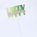 Groene gradiënt Happy Birthday taarttopper met gouden glitter letters - Gradient Style (0206) / Grasgroen