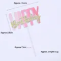 Decorazione per torta Happy Birthday sfumata rosa con glitter dorati larghezza 12cm - Gradient Style (0206) / rosa ciliegia