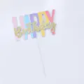 Topper per torta Happy Birthday colorato con scritta in corsivo glitter oro - Gradient Style (0206) / Pastel Rainbow