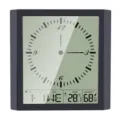 Multifunctional electronic digital wall clock with large LCD screen, thermometer and hygrometer. - Dark Gray