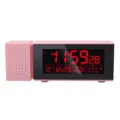 Pink digital alarm clock with LED red display, temperature, humidity, and multifunctional design. - Pink