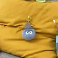 Cute blue plush coal ball keychain charm with grey knit hat and big cartoon eyes - 1 Piece / Haze Blue