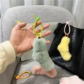 Detail of a cute candy-colored plush sock pendant with a flexible silicone twist-knot. - Single OPP Bag Packaging / Dark Green