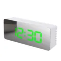 Multifunctional mirror LED digital alarm clock with green display and white modern desktop design. - TS-S69-G Rectangular White Shell Green Light