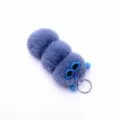 Adorable greyish-blue caterpillar plush keychain featuring stylish blue sunglasses - Single OPP Bag Packaging / Haze Blue