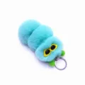 Cute mint green plush caterpillar keychain with yellow glasses for bags and keys - Single OPP Bag Packaging / Aqua Green