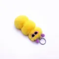 Cute fuzzy yellow caterpillar plush keychain charm for bags and car accessories - Single OPP Bag Packaging / Yellow