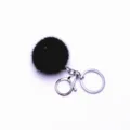 Luxury soft black plush fur ball keychain with silver lobster clasp and ring variant - Single OPP Bag Packaging / Black