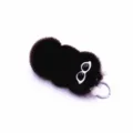 Cute fluffy dark brown caterpillar plush keychain with big eyes cartoon bag charm - Single OPP Bag Packaging / Black