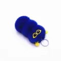 Cute blue caterpillar plush keychain with yellow sunglasses for bags or car keys - Single OPP Bag Packaging / Sapphire Blue