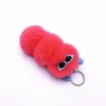Adorable candy pink caterpillar plush keychain accessory with soft fluffy texture - Single OPP Bag Packaging / Watermelon red
