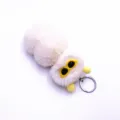 Adorable cream-white plush caterpillar keychain with yellow glasses for bags and keys - Single OPP Bag Packaging / Cream
