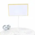 Detail van een beschrijfbare rechthoekige taarttopper met gouden rand, circa 8x5 cm - Beschrijfbaar Dubbellaags / Goud