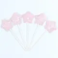 Set van 5 roze glitter ster taarttoppers voor verjaardagsdecoratie - Pentagram / 5 Stuks / Lichtroze