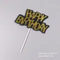 Topper per torta Happy Birthday glitter nero e oro per decorazioni festa compleanno - Topper HB Nero Oro