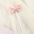 Roze parelmoer 3D-strik taarttopper in zachte macaron kleur voor feest - 3D Strik Topper / Lichtroze