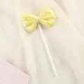 Macaron gele 3D strik cake topper decoratie voor diverse feest- en verjaardagstaarten - 3D Strik Topper / Geel