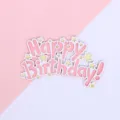 Ροζ διακοσμητικό τούρτας Happy Birthday με κίτρινα αστέρια για πάρτι γενεθλίων - Αστέρι Διπλής Στρώσης Χρόνια Πολλά - Ροζ