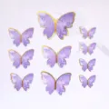 Decoratieve paarse vlinder taarttoppers met goudfolie randen voor verjaardagsfeestjes - Handgeschilderde Paarse Goudrand Vlinder