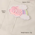 Pink rainbow cloud cake topper with glitter shaker details and Happy Birthday text - Glitter Rainbow Pink HB