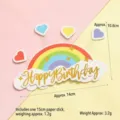 Regenboog en wolk Happy Birthday taarttopper voor feestelijke party decoratie en meer - Creatieve Regenboog (Rood)