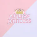 Pink 'Birthday Princess' cake topper with gold crown for girl's party - Double Layer Crown Heart Princess - Pink