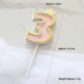 Pink glitter number 3 cake topper featuring a gold crown and heart sequins for birthdays - Number 3 / Pink
