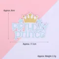 Blue birthday prince cake topper variant featuring a small golden crown decoration - Double Layer Star Crown Prince - Blue