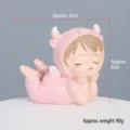 Adorabile statuina angioletto rosa vestito da mucca, 6 cm di altezza e peso 90 g - Angelo Mucca Neonata