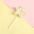 Topper per torta a forma di stella gialla con paillettes e scritta Happy Birthday festa - Stella Brillantinata - Giallo
